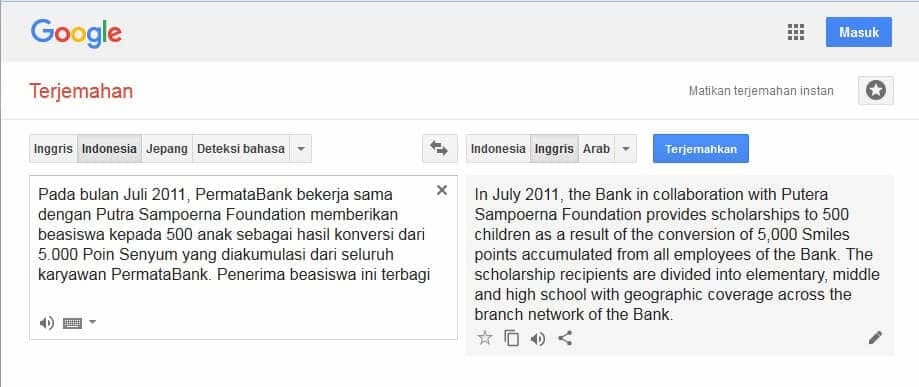 Translate indonesia ke inggris yang baik dan benar